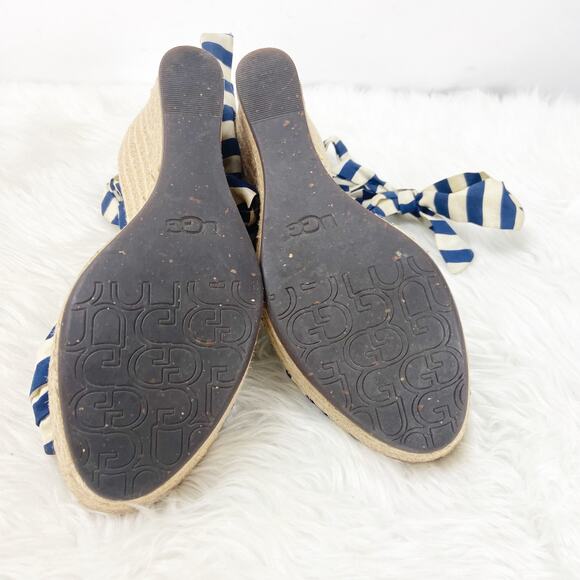 Ugg 7 Womens Blue White Striped Lucianna Strap Espadrille Wedge Sandals - Picture 11 of 11